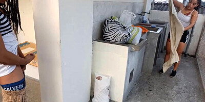 Sex with Stepdaughter on the Roof of the House, Neighbors Almost Caught Us Fucking