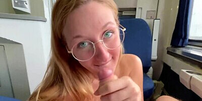 Busty Blonde Slut Fucked on a Public Train - Molly Pills - POV 4K