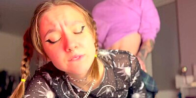 Hot chick with different eyes fucked me and I cum on her tits POV 4K