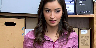 Young brunette suspected of stealing by the security