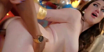 Pretty MILF in interracial sex scene with a horny black stud