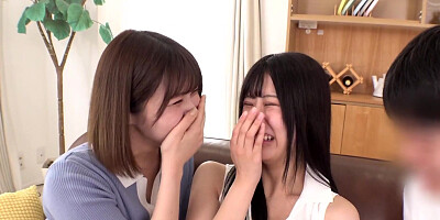 Two lovely Asian girls are sharing their buds pecker in 3some