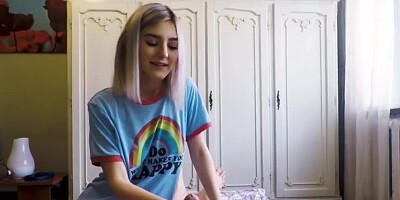 Stepsister made her stepbrother cum just before Mom came home