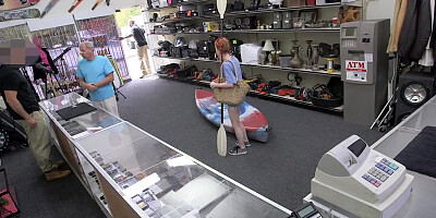 Slim cutie gets creampied in the pawn shop