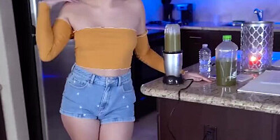 Gia Derza smiles at the camera while getting a hard pecker