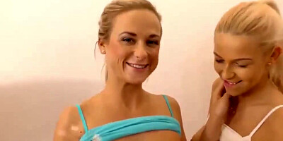 Bunch of horny girls and MILFs are licking on lesbian party