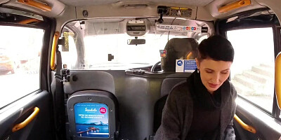 Naughty girl shows her tits to that horny taxi driver