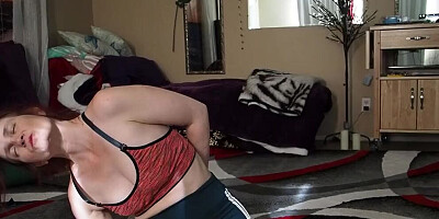 Naughty MILF is stretching while doing Yoga on the floor