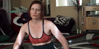 Naughty MILF Stretched While Doing Yoga on the Floor