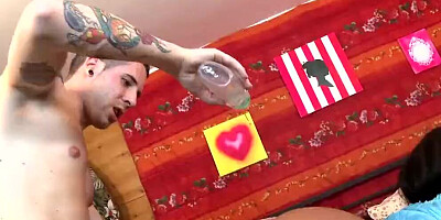 Dirty Latina sucks a cock and takes it in hairy pussy