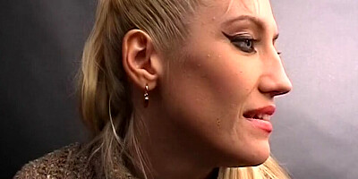 Blonde bitch gets fucked behind the counter