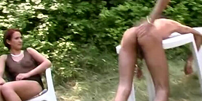Cock-hungry blonde MILF is being fucked and fisted outside