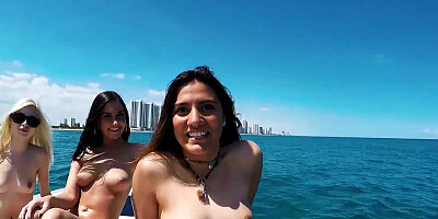 Lucky stallion is hosting a couple of smoking hot babes on his yacht