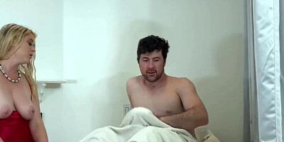 Buxom blonde MILF cheats on her husband with a horny guy next-door