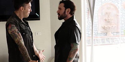 Inked blonde Emma Hix jumps on that hard pecker and rides it