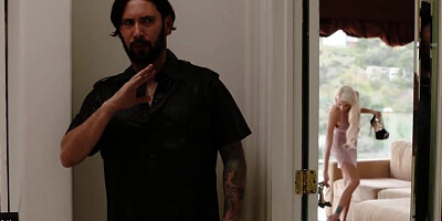 Inked blonde Emma Hix jumps on that hard pecker and rides it