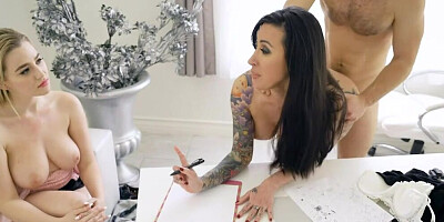 Ravishing babes Lily Lane & Blake Blossom are sharing a cock