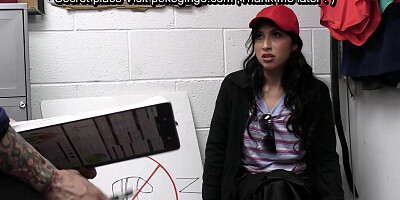 Gorgeous teen brunette babe practicing her freedom of speech by undressing and having sex