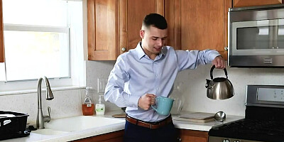 Cheeky stepsister sucks you off in front of stepdad