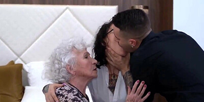 Kinky couple and one fat grandmother are having a FFM threesome