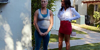 Short-haired MILF Ryan Keely is choked and fucked by a brute