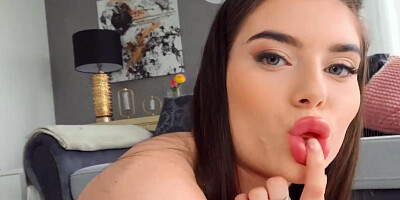 Beautiful dark haired babe in lingerie sucks and rides her young hung lower