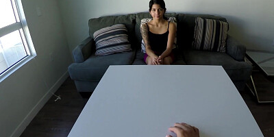 Skinny young babe fucks hard with her future boss in POV