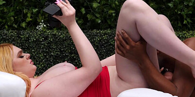 Chubby blonde is filmed POV-style while taking a hard cock