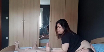 Hubby fucks his fat horny wife