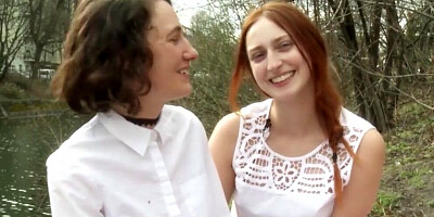 Brunette and redhead are getting horny so they take off their clothes