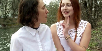 Brunette and redhead are getting horny so they take off their clothes