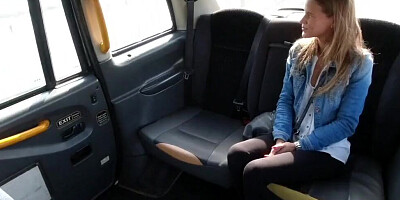 Charming lady gives a blowjob and rides a cock in fake taxi