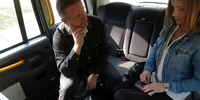 Charming lady gives a blowjob and rides a cock in fake taxi
