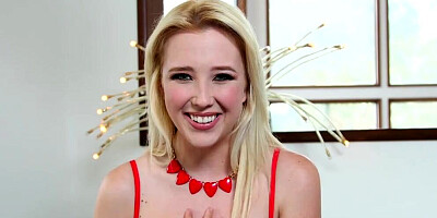 Cock-hungry blonde Samantha Rone is being fucked in the throat