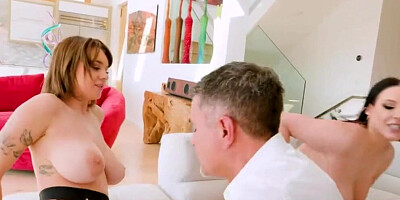Angela White and Gabbie Carter are sharing a hard pecker