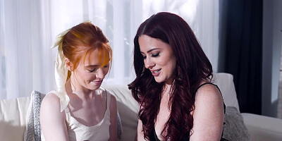 GIRLSWAY - Redhead Madi Collins Has Foursome With Her Throuple Stepmoms After Bonding With New MILF