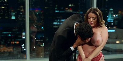 Curvy secretary teases her boss and rides his hard cock