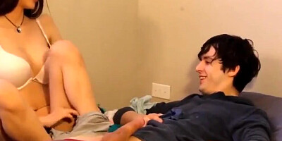 Horny teen doll wants to play with stepbrother's big cock