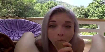 Addison Avery sucks a thick cock and pulls panties aside to be fucked