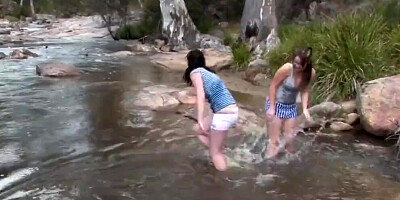 Two slutty babes are enjoying in their out in the open lesbian romance