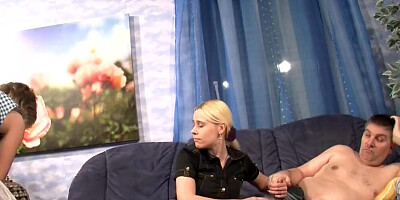 While mommy is sleeping, her slutty daughter is fucking with stepdad