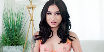 Throated - Asian Brunette Slurps And Sucks A Huge Dick