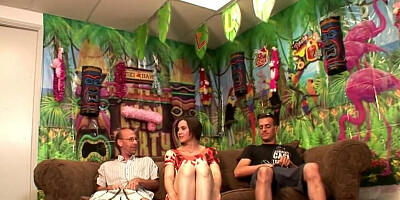 Slutty brunette MILF is fucked by two big-dicked studs