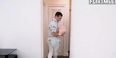 Slutty MILF Valerie Kay blows her stepson and his friend