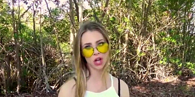 Aroused hussy wanted sex in public, but her boyfriend brought her over to his place