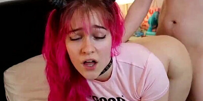 Chubby girl is moaning while taking cock on the camera