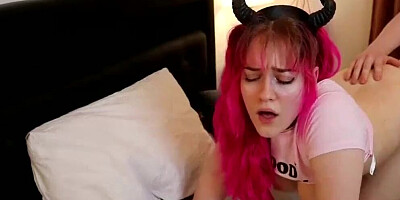 Chubby girl is moaning while taking cock on the camera