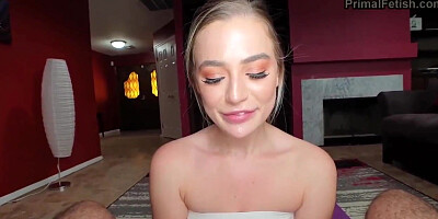 POV alluring stepsister will gladly help her bro feel better by blowing his prick