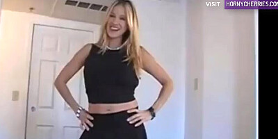 Incredible blonde MILF is being shagged and jizzed on in the bedroom
