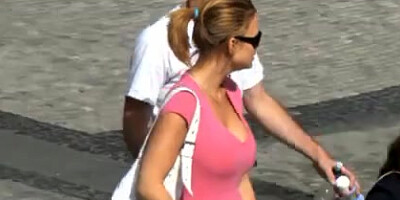 Big-titted in the street